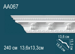 Потолочный плинтус с рисунком Перфект AA067 полиуретан 133х190х136 мм 240 см
