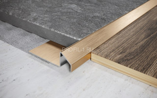 Наружный профиль из нержавеющей стали со скосом для плитки 10 мм FSF 10 GS золото сатинированное 270 см