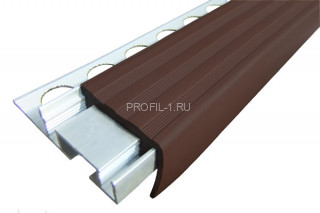 Закладной профиль противоскользящий ALPB-2.7 темно-коричневый 2,7 м алюминиевый с резиновой вставкой