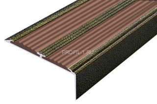 Алюминиевый угол-порог 70х22 с 2-мя резиновыми вставками АУ-70-Антик бронза-коричневый 1,5 м