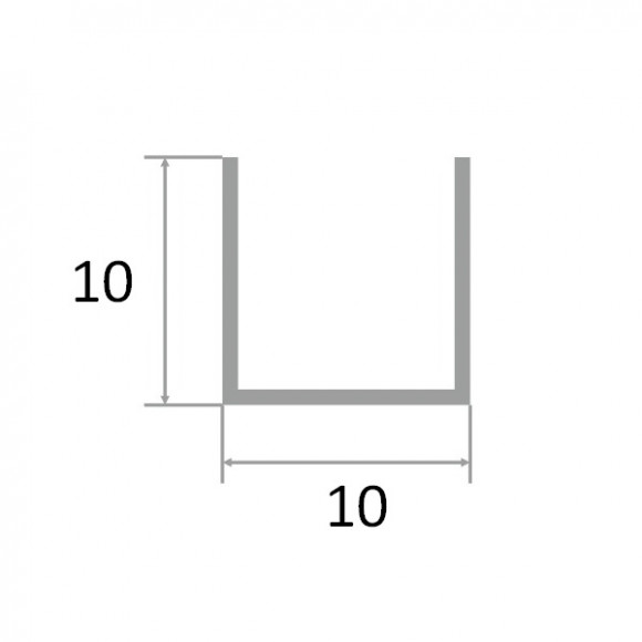 Алюминиевый П-профиль 10х10 мм П-10х10 черный глянец браш 2.7 м