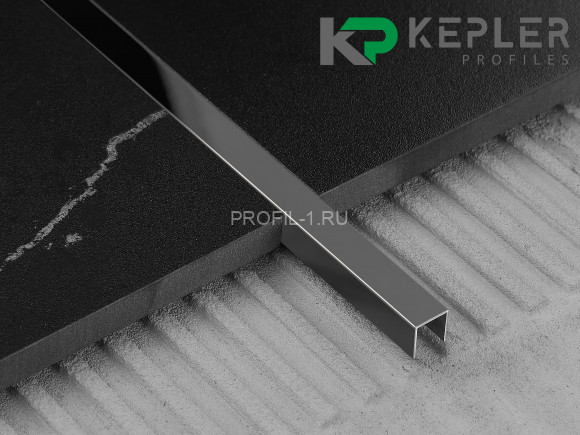 П-профиль бордюрный 10х10 мм из нержавеющей стали SS 304 FSUP10-BP S.S.304 черный полированный 2.7 м