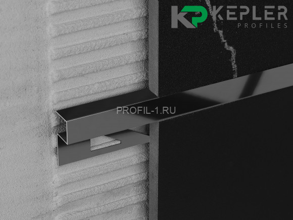 П-профиль закладной 12х12 мм из нержавеющей стали SS 304 FSBP017-12 BP S.S.304 черный полированный 2.7 м