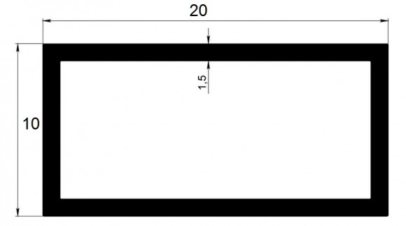 Алюминиевый бокс прямоугольный 20х10х1,5 мм 3 метра