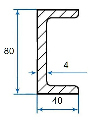 Швеллер алюминиевый П-профиль 40х80х40х4 мм 3м Швеллер алюминиевый П-профиль 40х80х40х4 мм 3м