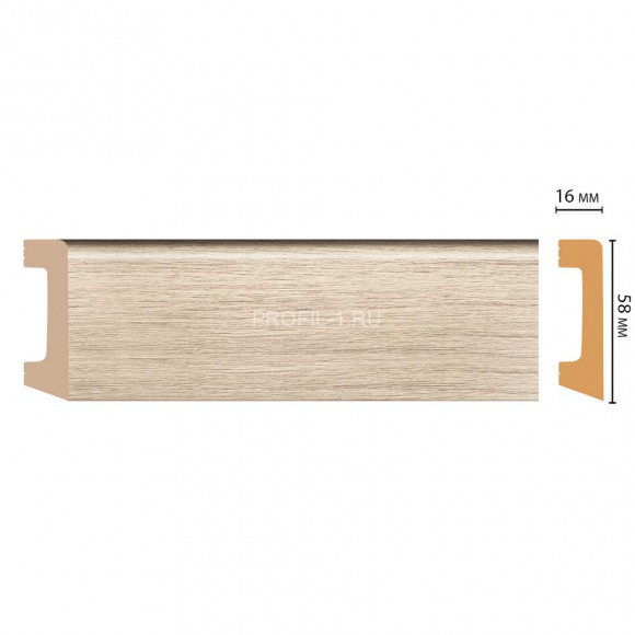 Плинтус напольный DECOMASTER D234-72ДМ (58x16x2400) Ясень, ударопрочный
