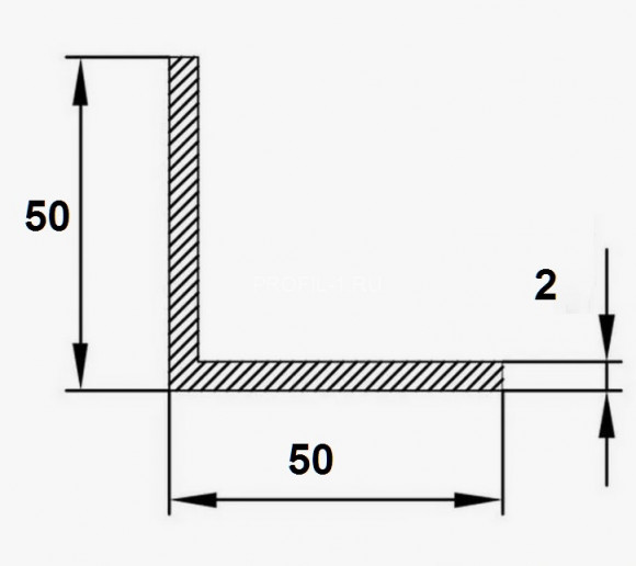 Алюминиевый уголок 50х50х2 мм равнополочный серебро 3 м