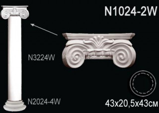 Капитель колонны Перфект N1024-2W полиуретан 205х430х430 мм