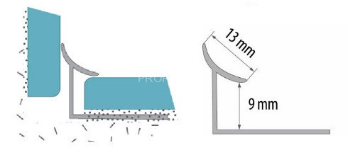 Внутренний угол ПВХ закладной для плитки 9 мм Cezar 134 Голубой бермуд 2,5 м (10 штук) Внутренний угол ПВХ закладной для плитки 9 мм Cezar 134 Голубой бермуд 2,5 м (10 штук)