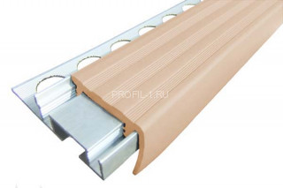 Закладной профиль противоскользящий ALPB-2.7 бежевый 2,7 м алюминиевый с резиновой вставкой