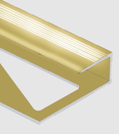 Профиль для ламината оконечный Panel L с рифлением алюминий 10 мм PV59-05 золото блестящее 2,7 м