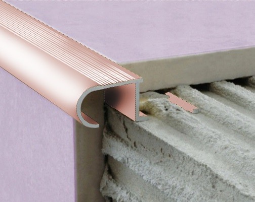 Профиль Z-образный с рифлением овальный ZET OWAL 10 мм алюминий PV49-15 розовый блестящий 2,7 м