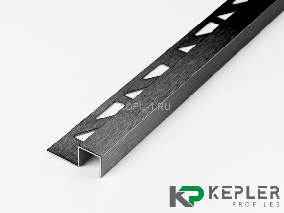 П-профиль закладной 12х12 мм из нержавеющей стали SS 304 FSBP017-12 BS S.S.304 черный сатинированный 2.7 м