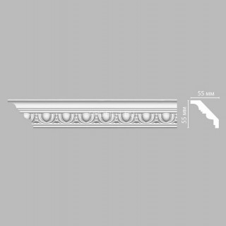 Плинтус DECOMASTER 95613 (55x55x2400) потолочный с рисунком гладкий профиль с элементами из полиуретана, белый под покраску