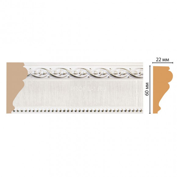 Молдинг DECOMASTER 161-7D (60x22x2400) цвет Белый с золотом Молдинг DECOMASTER 161-7D (60x22x2400) цвет Белый с золотом