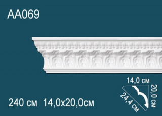Потолочный плинтус с рисунком Перфект AA069 полиуретан 200х244х140 мм 240 см