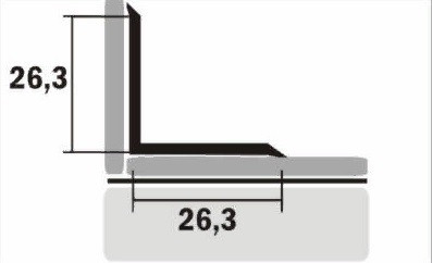 Алюминиевый уголок 26х26 мм равнополочный внутренний Д7 Алюминий 2,7 м (упаковка 10 штук)