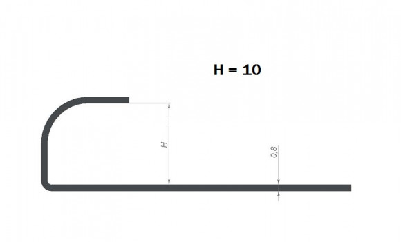 Профиль С-образный округлый для плитки 10 мм из нержавеющей стали KR10 матовый 2,7 м Профиль С-образный округлый для плитки 10 мм из нержавеющей стали KR10 матовый 2,7 м