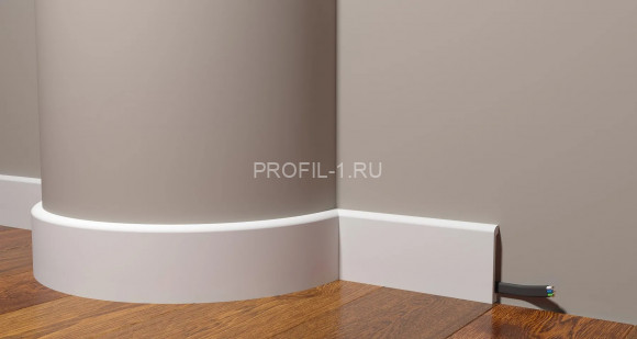 Напольный гибкий плинтус Decor-Dizayn DD706F полистирол белый, под покраску 80х13х2000 мм