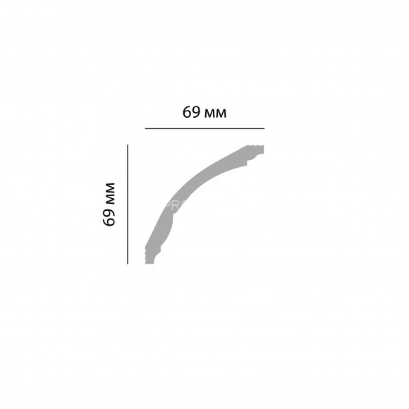 Плинтус потолочный гладкий Decomaster D100 Дюропрофиль 69х69х2000 мм белый