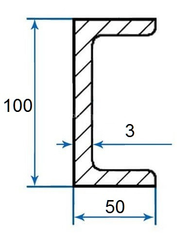 Швеллер алюминиевый П-профиль 40х100х40х3 мм 3м