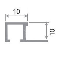Алюминиевый П-профиль закладной 10х10 мм Effector 2,5 м A 87.Е01 серебро глянец