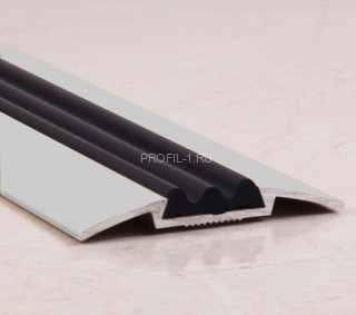 Противоскользящий порог алюминиевый с резиной одноуровневый 42 мм ПО-42 серебро матовое-черный 2,7 м