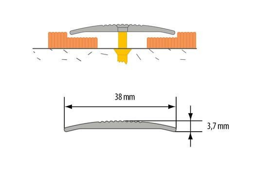 Порог-стык 38 мм с рифлением Cezar LPOR 38 1,8 м латунь полированная с отверстием