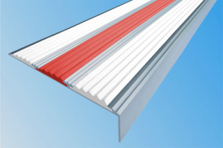 Алюминиевый угол-порог противоскользящий 22х98 мм АУ-98 белый-красный-белый 2,0 м Алюминиевый угол-порог противоскользящий 22х98 мм АУ-98 белый-красный-белый 2,0 м