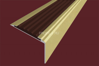 Угловой порог алюминиевый противоскользящий 20х38 мм АУ-38-Анод золото-темно-коричневый 2,7 м