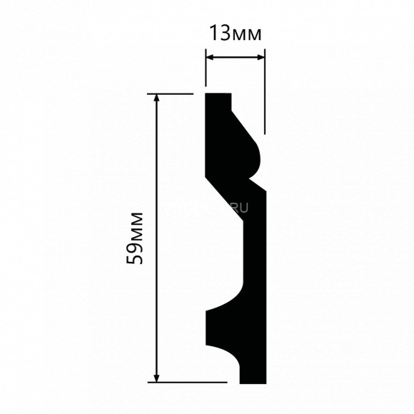 Напольный плинтус HiWood B60 белый 59х13 мм 2 метра Напольный плинтус HiWood B60 белый 59х13 мм 2 метра