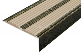 Алюминиевый угол-порог 70х22 с 2-мя резиновыми вставками АУ-70-Антик бронза-бежевый 1,5 м
