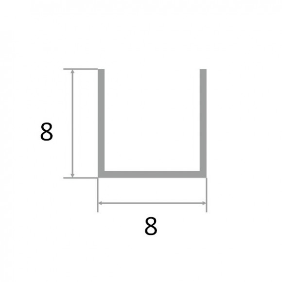 Алюминиевый П-профиль 8х8 мм П-8х8 черный матовый 2.7 м Алюминиевый П-профиль 8х8 мм П-8х8 черный матовый 2.7 м