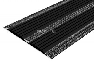 Алюминиевая полоса с 2-мя резиновыми вставками АП-70-Антик серебро-черный 1,5 м