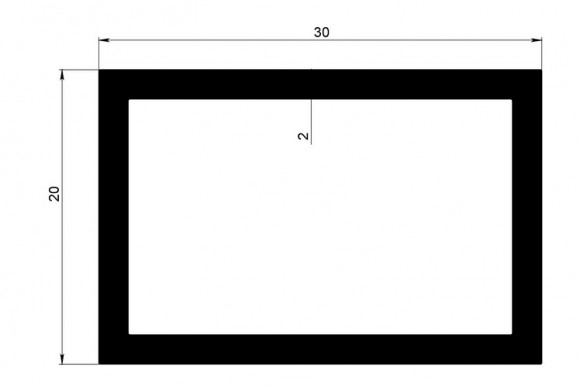 Алюминиевый бокс прямоугольный 20х30х2 мм 3 метра