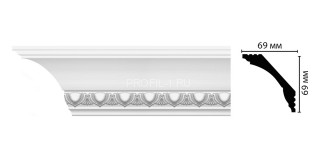 Плинтус потолочный с рисунком Decomaster D100A Дюропрофиль 69х69х2000 мм белый