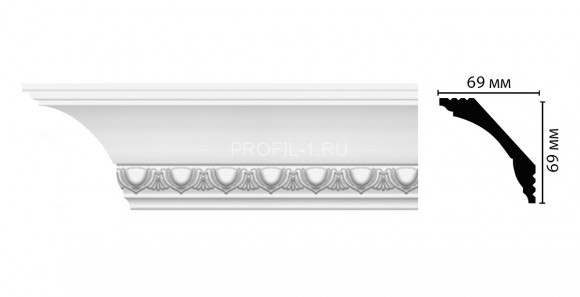 Плинтус потолочный с рисунком Decomaster D100A Дюропрофиль 69х69х2000 мм белый