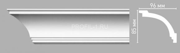 Плинтус потолочный DECOMASTER 96262 (85х96х2400мм) гладкий из полиуретана, белый под покраску