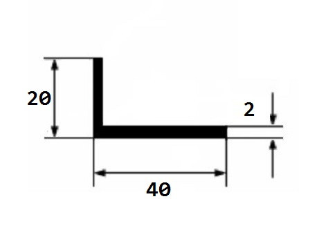Алюминиевый уголок 20х40х2 мм разнополочный серебро 3 м