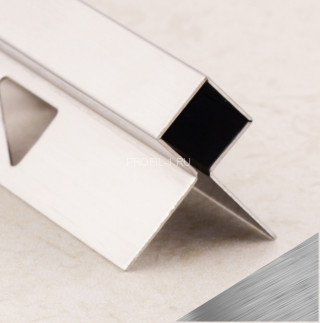 Угловой профиль нержавеющая сталь для плитки закладной SB020-12H серебро глянец браш 2,7 м