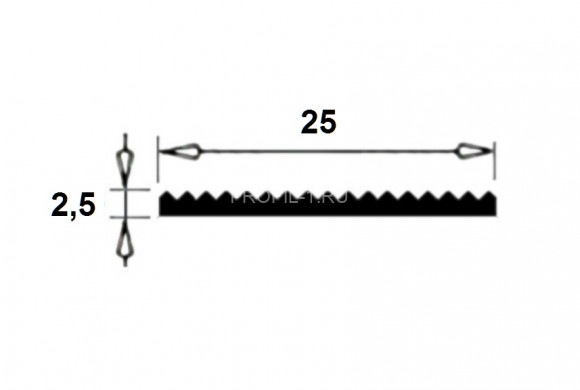 Латунный порог одноуровневый с рифлением против скольжения SI 250 ON 25х2,5 полированный 2,7м