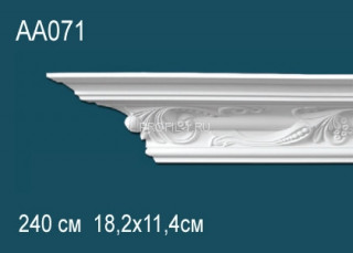 Потолочный плинтус с рисунком Перфект AA071 полиуретан 114х182х215 мм 240 см