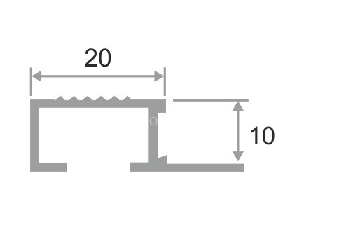 П-профиль алюминиевый с рифлением закладной 10х20 мм ПО-П10х20 серебро матовое 2,7 м