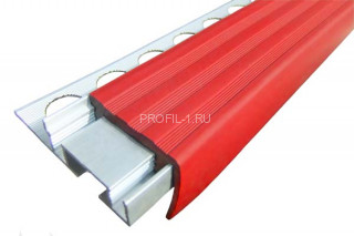Закладной профиль противоскользящий ALPB-2.7 красный 2,7 м алюминиевый с резиновой вставкой