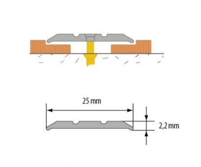 Порог алюминиевый плоский с насечками 25 мм Cezar LPP 25 оливка матовая 1,0 м