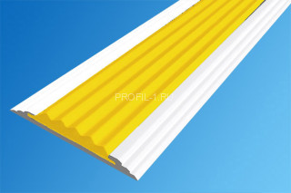 Порог алюминиевый противоскользящий одноуровневый 40 мм АП-40-Анод белый-желтый 2,7 м