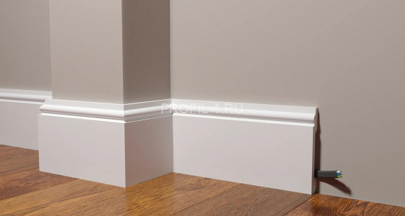 Напольный плинтус Decor-Dizayn DD31 полистирол белый, под покраску 138х20х2000 мм