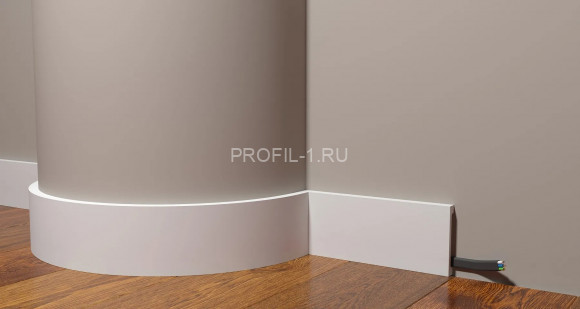 Напольный гибкий плинтус Decor-Dizayn DD708-E композитный материал белый, под покраску 80х13х2000 мм