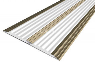 Алюминиевый порог 70 мм одноуровневый противоскользящий АП-70-Анод шампань-белый 1,5 м