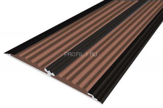 Порог 70 мм алюминиевый противоскользящий одноуровневый АП-70-Анод черный-коричневый 2,0 м